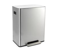 Salter Dual Recycle 60L Pedal Bin - Stainless Steel Recycling Bin with 2x 30L Inner Buckets, Carbon Filters & Holders, Locking Lid, Hands-Free Pedal & Easy-Clean Anti-Fingerprint Finish