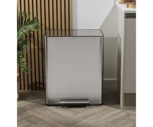 Salter Dual Recycle Kitchen Pedal Bin, 60L, 2 Compartments | Stainless Steel Body, 2 X 30L Inner Buckets, Locking Lid, Carbon Filters With Holders