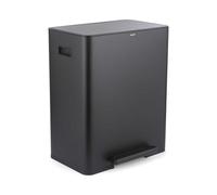Salter Dual Recycle Pedal Bin, 60L With 2 x 30L Inner Buckets | Stainless Steel Body, Matte Black Powder-Coated Finish, Locking Lid, Hands-Free Foot Pedal, Carbon Filters With Holders