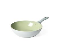 Salter BW09285 Earth 28cm Stir Fry Pan - Healthy Ceramic Non-Stick Coating, PFAS-Free Induction Cookware, Aluminium Deep Frying Pan for Noodles, Easy Clean, PFOA/PTFE-Free, Stay Cool Handle, Green