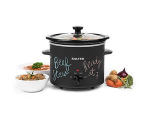 Salter EK2842 3.5L Chalkboard Slow Cooker - Family Sized Electric Cooker, Removable Easy-Clean Ceramic Pot with Tempered Glass Lid, Batch Cooking, Large Soup Pot, Cool-Touch Handles, 3 Heat Settings