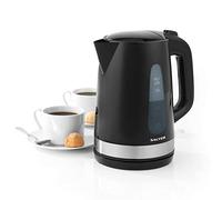Salter EK2898 Deco Electric Kettle - Fast Boil 1.7 L Capacity, Limescale Filter, Water Level Indicator, Auto Shut-Off and Boil Dry Protection, Swivel Base, Stainless Steel Accents, Black, 3000W