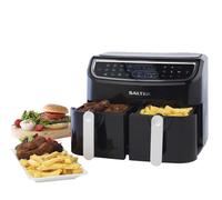 Salter EK4548 Dual Air Fryer - Double Drawer, 2 XL Non-Stick Cooking Trays, Sync & Match Cook Function, Independent Cooking, 8.2L, Sensor Touch