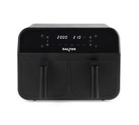 Salter EK4750BLK Dual Air Fryer - 2 x 3.7L Non-Stick Frying Drawers For Independent Cooking, Family Size 7.4L Capacity, 6 Air Fry Pre-Sets, Sync & Match To Cook & Serve Different Foods Together, 2400W