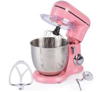 Salter British Bakes Stand Mixer - 5L Food Mixer for Baking, 1300W, 10 Speeds, Easy Control Dial, Removeable Splash Guard, Pink Electric Kitchen Appliance with Whisk, Dough Hook and Beater