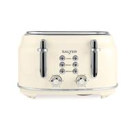 Salter EK5739CRM Retro 4-Slice Toaster ? ?Wide Slots, 6 Browning Levels, Defrost, Reheat, Cancel Functions, Removable Crumb Tray, Extra Thick