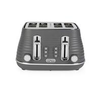 Salter EK5743GRY 4-Slice Wide Slot Toaster - Extra Thick Bread, Bagels, Crumpets, 6 Browning Levels, Removable Crumb Tray, Defrost/Reheat/Cancel, High-Lift Eject, Self-Centring, 1630W, Ripple Grey