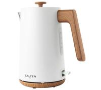 Salter EK5822WHT Toronto 1.7L Kettle - 3KW Rapid Boil, 360° Base, Limescale Filter, Stylish Wood Effect, Cordless, Boil Dry Sensor & Auto-Shut Off, Water Level Indicator, Otter Controller, Matt White
