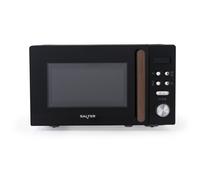 Salter EK5932BLK Toronto 20L Digital Microwave ? 95-Minute Timer, Defrost, 25.5cm Glass Turntable, 8 Auto-Function Presets, LED Display, Wood-Effect