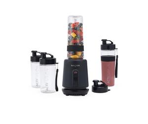 Salter EK6133MBLKS Kuro Actifusion Blender Set - Smoothie Protein Shake Blender, 2 x 600ml & 2 x 400ml Sports Bottles, BPA-Free, Leak Proof, One Touch Operation, Stainless Steel Blades, Non-Slip, 350W