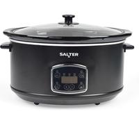 Salter Digital 6.5L Slow Cooker - 3 Heat Settings, Auto Keep Warm, LED Display, Built-In Delay & Cook Timer, Dishwasher Safe Ceramic Pot, Tempered Glass Lid With Steam Vent, Cool Touch Handles, 320W