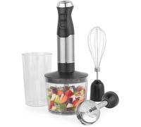 Salter 3-In-1 Blender - Whisk, Blend, Chop & Store, Includes Stainless Steel Whisk & Blender Attachment, 500ml Chopping Bowl, 700ml Storage Beaker With Lid, Variable Speed Settings, Black, Silver