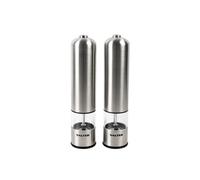 Salter Electric Salt and Pepper Mill Grinder Set âÃÃ Brushed Stainless Steel Finish, Ceramic Mechanism Great for Himalayan / Rock Salt, Pepper, Dr