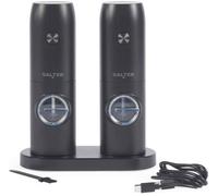 SALTER Electric Salt & Pepper Mill Set & Base - Black, Black