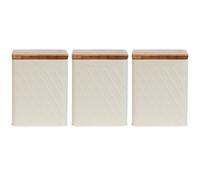 Salter Embossed Square Beige Tea Coffee Sugar Storage Canister Set