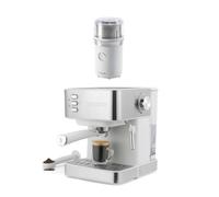 Salter Espresso Coffee Machine With Grinder, Grey | Espresso and cappuccino style drinks at home, 15-bar espresso machine, milk frothing wand, one-touch coffee grinder.