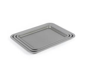 Salter Essentials 3-Piece Baking Tray Set - Non-Stick Coating, 31/35/39 cm Stackable Oven Sheets, Dishwasher Safe, Easy to Clean, Made in The UK, Durable Chip Trays, Lightweight, PFOA-Free, BW13674