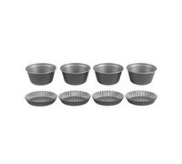 Salter Essentials 8-Piece Fluted Tin & Round Tin Set - Small Tart Pan Set, Non-Stick Coating, Durable Carbon Steel, Dishwasher Safe, Made in The UK, Lightweight, PFOA-Free, Air Fryer & Oven Safe