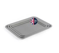 Salter Essentials 3-Piece Baking Tray Set - Non-Stick Coating, 31/35/39 cm Stackable Oven Sheets, Dishwasher Safe, Easy to Clean, Made in The UK, Durable Chip Trays, Lightweight, PFOA-Free, BW13674