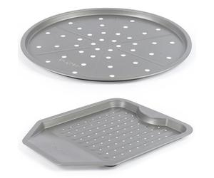 Salter Essentials Pizza and Chip Tray - Non-Stick Coating, Baking Trays, Dishwasher Safe, Easy to Clean, Made in The UK, Durable Carbon Steel, for Nights in, Lightweight Oven Sheet, PFOA-Free