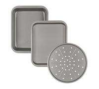 Salter Essentials Tray Set - 35cm Baking Sheet, 36cm Roasting Tray & Pizza Pan, PFOA-Free Non-Stick Coating, Durable Carbon Steel, Dishwasher Safe & Easy to Clean Lightweight Ovenware