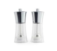 Salter Everyday Luxe Salt and Pepper Mill Set, Manual, Adjustable Grind | Ceramic grinding mechanism, clear acrylic body, squared design, silver accents, 2 piece set, 5 year guarantee