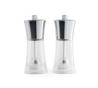 Salter Everyday Luxe Salt & Pepper Mill Set - Ceramic Grinding Mechanism, Adjustable Grind Settings, Clear Acrylic Body, Silver Accents, 5 Year Guarantee