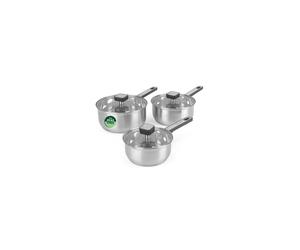 Salter Expert 3-Piece Saucepan Set - 16/18/20cm Cooking Pots with Glass Lids