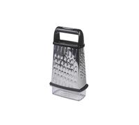 Salter Expert Box Grater with Container - Durable Stainless Steel, 4 Blade Functions, 10 Year Guarantee, Integrated Storage Box with Lid, Easy-Grip Handle, Coarse, Medium, Fine and Slice Blade Options