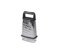 Salter Expert Box Grater with Container, Stainless Steel, 4-Sided | Coarse/Medium/Fine Grating And Slicing Sides, Ergonomic Non-Slip Handle, Dishwasher Safe, Lid For Storage, Compact