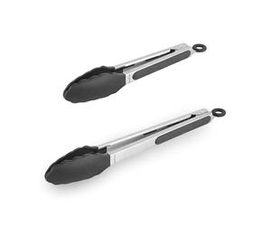 Salter Expert Kitchen Tong Set - 9” & 12” Locking Tongs, Non-Stick Safe, Heat-Resistant Silicone, Dishwasher Safe, for Meat, BBQ, Frying, Serving, Air Fryer, Salad, Buffet, Easy-Clean, Durable