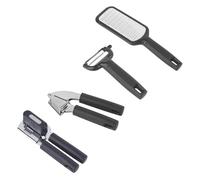 Salter Expert Kitchen Tool Set - Grater, Garlic Press, Y Peeler & Can Opener with Soft-Grip Handles, Sharp Stainless-Steel Blades, Durable & Dishwasher Safe for Cooking & Food Prep