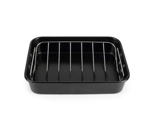 Salter Expert Roasting Tray with Rack, 34 Cm Carbon Steel | 2-Layer Non-Stick Coating, Oven Safe To 220°C, PFOA-Free, Hand Wash Only, Roasts Meat Poultry Vegetables