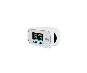 Salter Finger Tip Pulse Oximeter, Measures Oxygen Saturation, Pulse Rate, Perfusion Index and Pulse Bar Dual Colour Easy to Read OLED Display, 2
