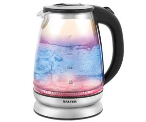 Salter Glass Cordless Electric Kettle Iridescent Colour Changing Blue Red 1.7L