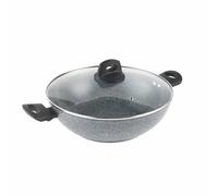 Salter Go Green Thermo Collar 28cm Family Pan - Heat Indicator Technology, PFAS-Free, Induction Suitable, Tempered Glass Lid with Steam Vent, Ceramic Non-Stick, Soft Touch Handles, Forged Aluminium