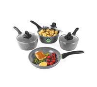 Salter Go Green Thermo Collar Cookware Set, 4 Piece Ceramic Non-Stick | 16/18/20 Cm Saucepans With Lids, 24 Cm Frying Pan, Induction Hob Suitable, Forged Aluminium Body, Soft Touch Handles