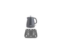Salter Grey Ripple Kettle & 4-Slice Toaster Set, 1.7L Capacity, Wide Slots