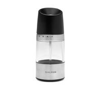Salter BW12946EU7 Seasoning Grinder - Adjustable Grind from Fine to Coarse, Ceramic Mechanism, Clear Acrylic Body, Upside-Down Design, No Spill, Salt & Pepper Mills, Stainless Steel, Black