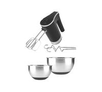 Salter Hand Mixer & Mixing Bowl Set - 2pk 20 & 24cm Stainless Steel Baking Bowls, Electric Baking Whisk with 5 Speeds & Turbo, Includes Beater & Dough Hook, Silicone Non-Slip Base