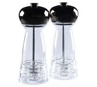 Salter Harper Manual Salt and Pepper Mill Set, Adjustable Grind, Ceramic | Clear Acrylic Body, Grey Top, Twist-To-Grind Mechanism, Transparent For Fill Level, Large Capacity, No Batteries