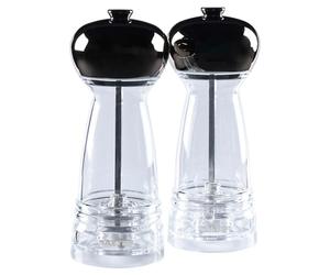 Salter Harper Manual Salt and Pepper Mill Set, Adjustable Grind, Ceramic | Clear Acrylic Body, Grey Top, Twist-To-Grind Mechanism, Transparent For Fill Level, Large Capacity, No Batteries