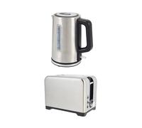 Salter Kettle & Toaster Set - 2-Slice Toaster with 7 Browning Levels, Defrost, Reheat, & Cancel Functions, 1.7 Litre Rapid Boil Kettle with Safety Features, Removable Limescale Filter, Stainless Steel