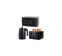 Salter Kuro 3-Piece Set - 1.7L Kettle, 4-Slice Toaster, Microwave, Matte Black