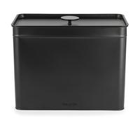 Salter Kuro Bread Bin with Lid - Carbon Steel Large Bread Box, 33 x 18 x 23cm, Long Lasting Freshness, Space Saving Kitchen Storage for Bread, Bagels, Pastries, Black Powder-Coated Finish