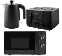 SALTER Kuro COMBO-8686 4-slice Toaster, Jug Kettle & Solo Microwave Bundle - Black, Black