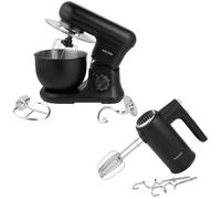 Salter COMBO-8846 Kuro Electric Mixer Set - With Stand Mixer and Hand Mixer, Electric Whisks With Dough Hook and Beater Attachments, 5L Stainless Steel Bowl, Removable Splash Guard, 300W/1200W, Black