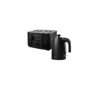 Salter Kuro Kettle and Toaster Set 1.7L Fast Boil 4-Slice Anti-Jamming Black
