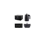 Salter Kuro Kitchen Appliance Set - 1.7L 3KW Jug Kettle, 4-Slice Toaster, 20 Litre Digital Microwave, and 3.5L Electric Slow Cooker, Matching Kitchen