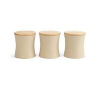 Salter Malmo Canister Set, Tea Coffee Sugar, 3 Pack, 0.9 L | Iron construction, Matte beige finish, Airtight wooden lids with seal, Countertop storage for dry ingredients, Set of 3